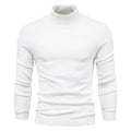 Men's long-sleeved ribbed turtleneck jumper with fitted plain design