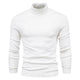 Men's long-sleeved ribbed turtleneck jumper with fitted plain design