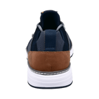 Men's navy lace-up sneakers with mesh panels and white sole