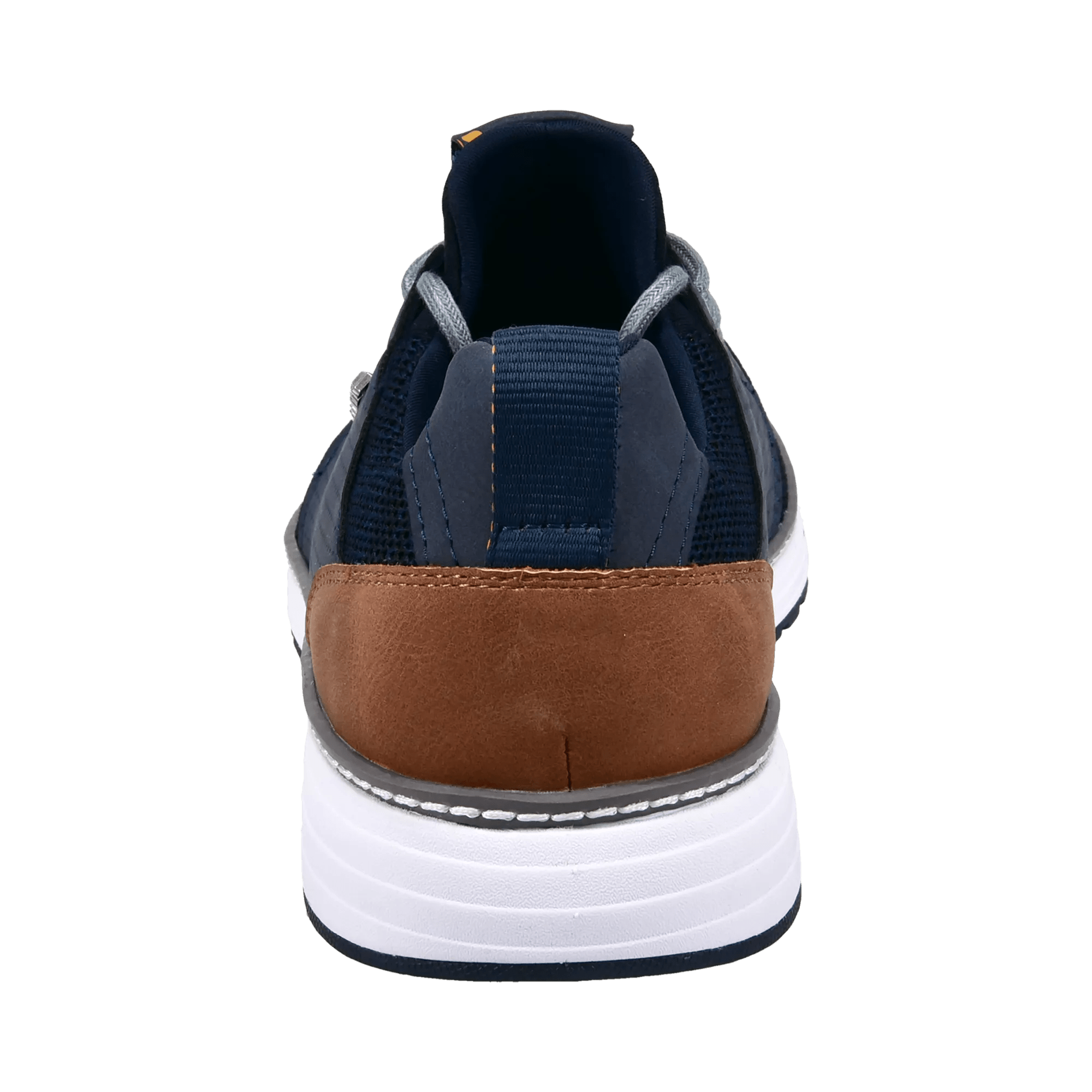 Men's navy lace-up sneakers with mesh panels and white sole