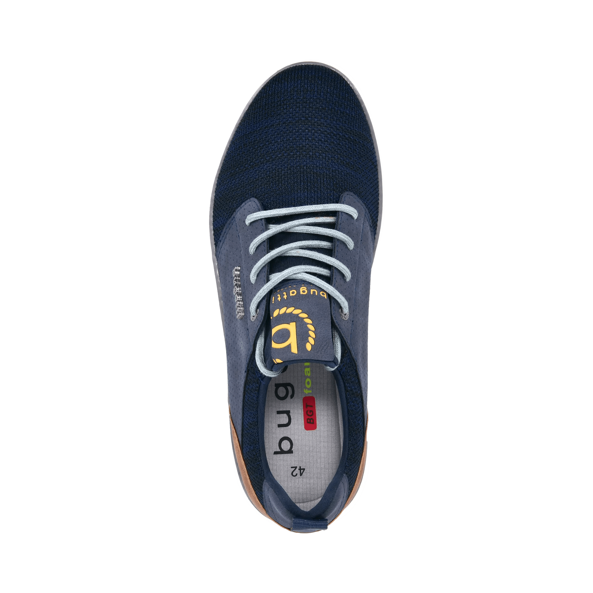 Men's navy lace-up sneakers with mesh panels and white sole