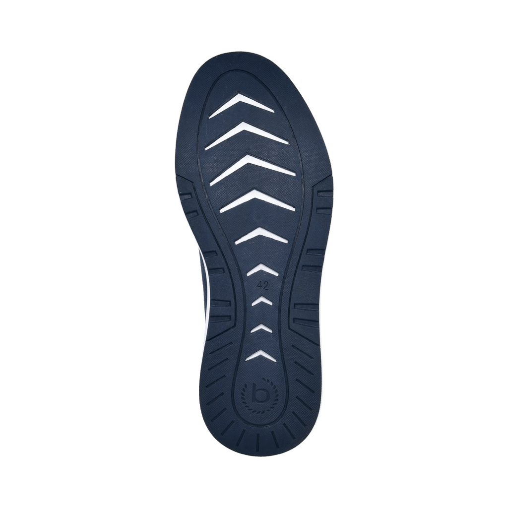 Men's navy lace-up sneakers with mesh panels and white sole