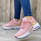 Women's lace-up sneakers with panelled uppers and platform soles