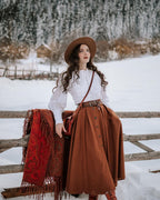 Women's brown high-waisted button front maxi skirt
