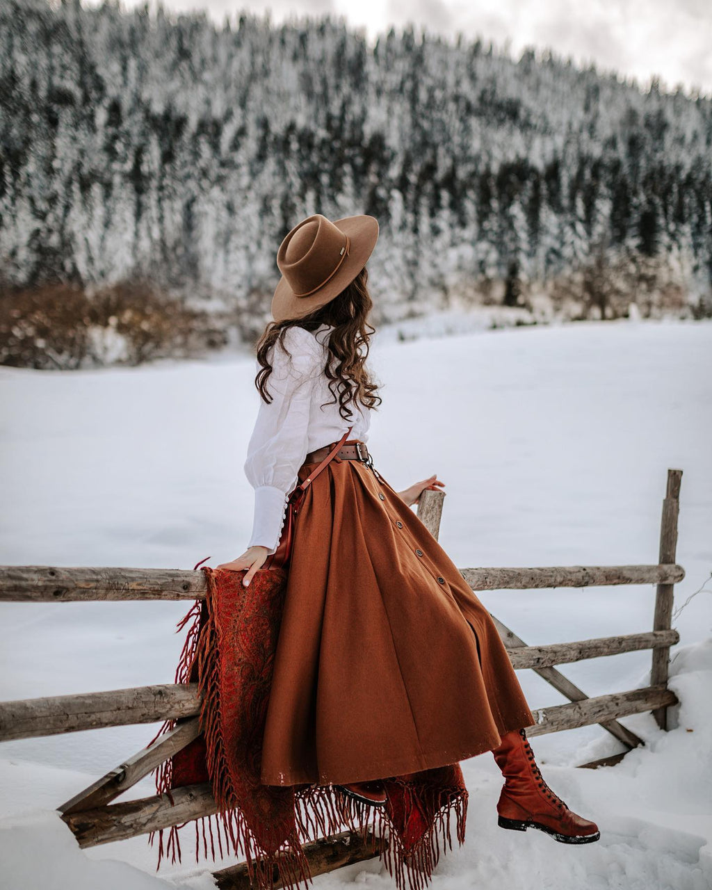 Women's brown high-waisted button front maxi skirt