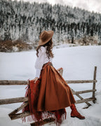 Women's brown high-waisted button front maxi skirt