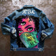 Denim jacket with colourful graphic back print