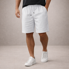 Men's vertical striped shorts with drawstring waist