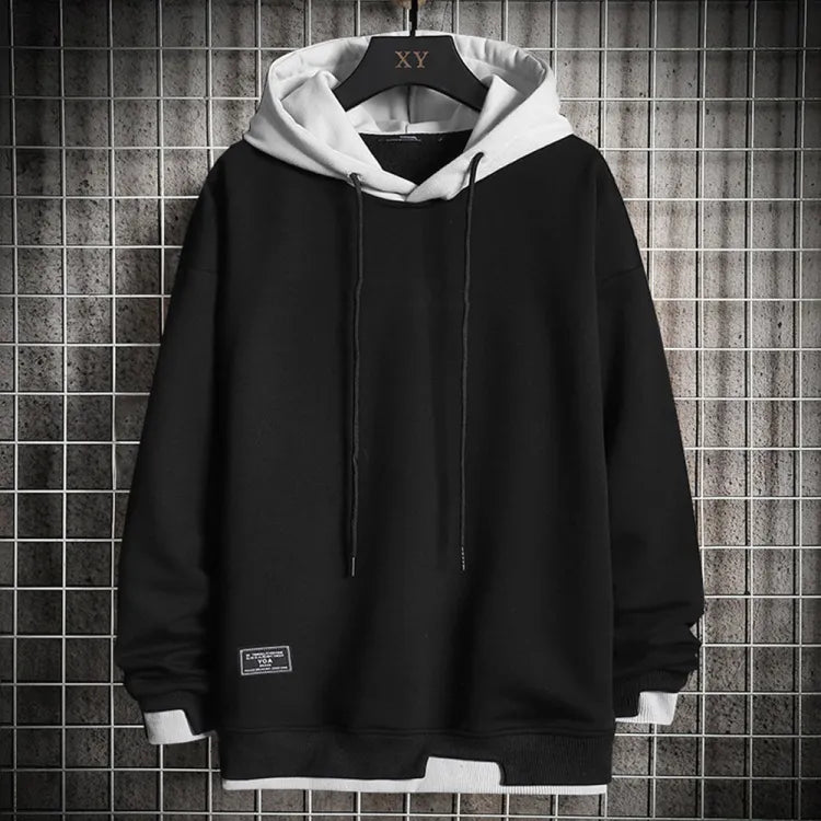 Men's relaxed hooded sweatshirt with drawstrings and long sleeves