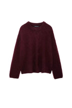 Women's relaxed crew neck sweater with long sleeves and ribbed trims