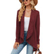 Women's open front textured cable cardigan with long sleeves and draped front panels