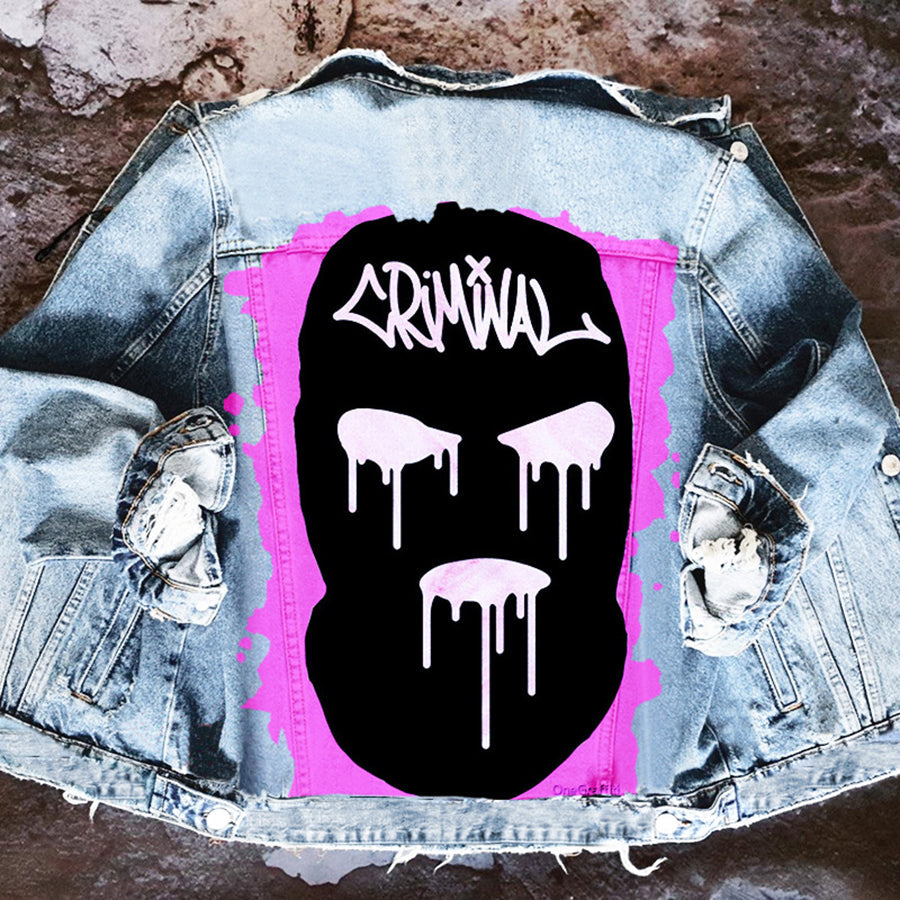 Unisex denim jacket with large Halloween graphic back print