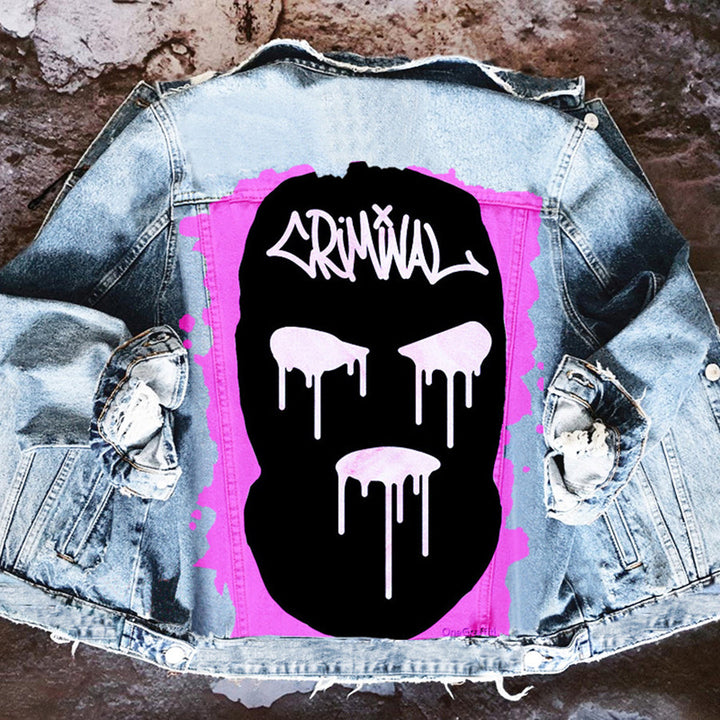 Unisex denim jacket with large Halloween graphic back print