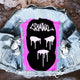 Unisex denim jacket with large Halloween graphic back print