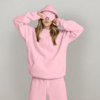 Women's hooded sweatshirt and jogger set with long sleeves and front pocket