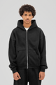 Men's black zip-up hoodie with kangaroo pocket