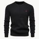 Men's cable-knit jumper with crew neck, long sleeves and chest emblem