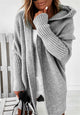 Women's oversized hooded cardigan with batwing sleeves and ribbed trims