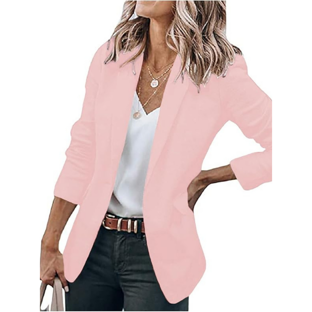 Women's casual blazer with notched lapels and long sleeves