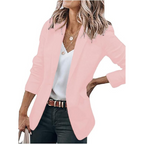 Women's casual blazer with notched lapels and long sleeves