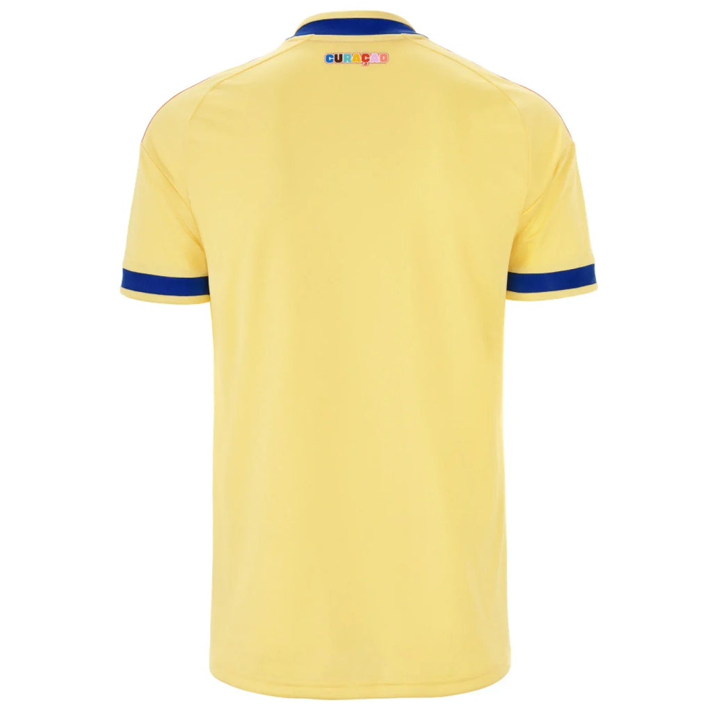 Men's yellow football jersey with blue trim and team crest