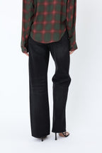 Women's black high-rise straight-leg five-pocket jeans