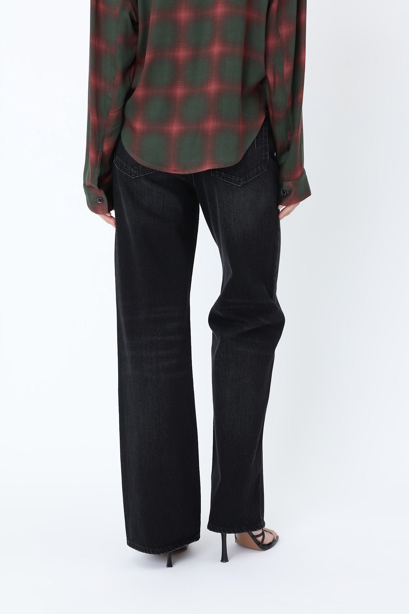 Women's black high-rise straight-leg five-pocket jeans