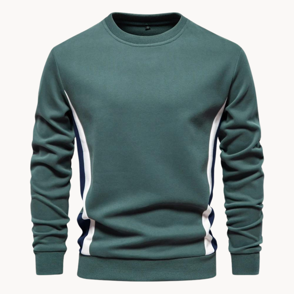 Men's long-sleeve colourblock crew neck sweatshirt with contrasting side panels