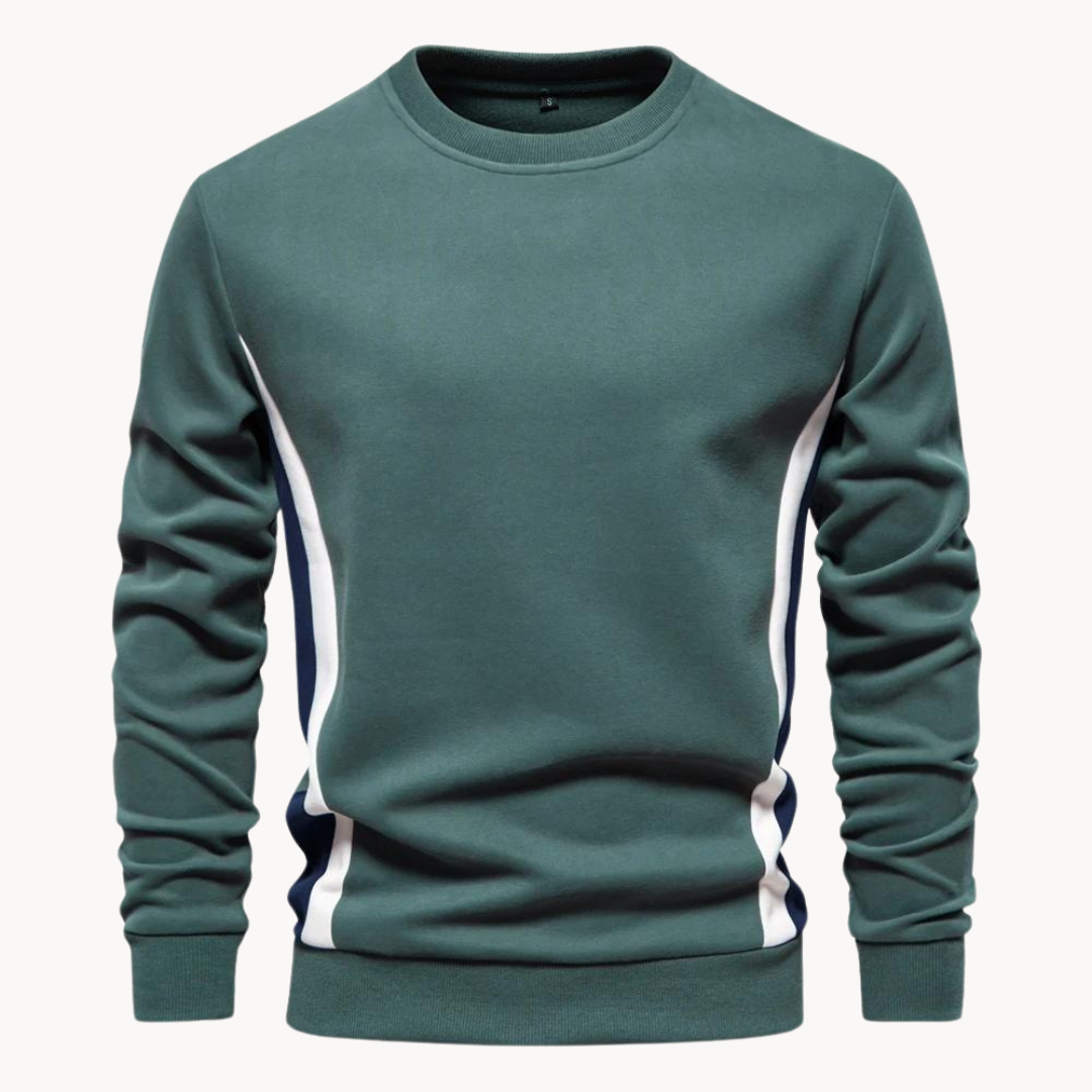 Men's long-sleeve colourblock crew neck sweatshirt with contrasting side panels