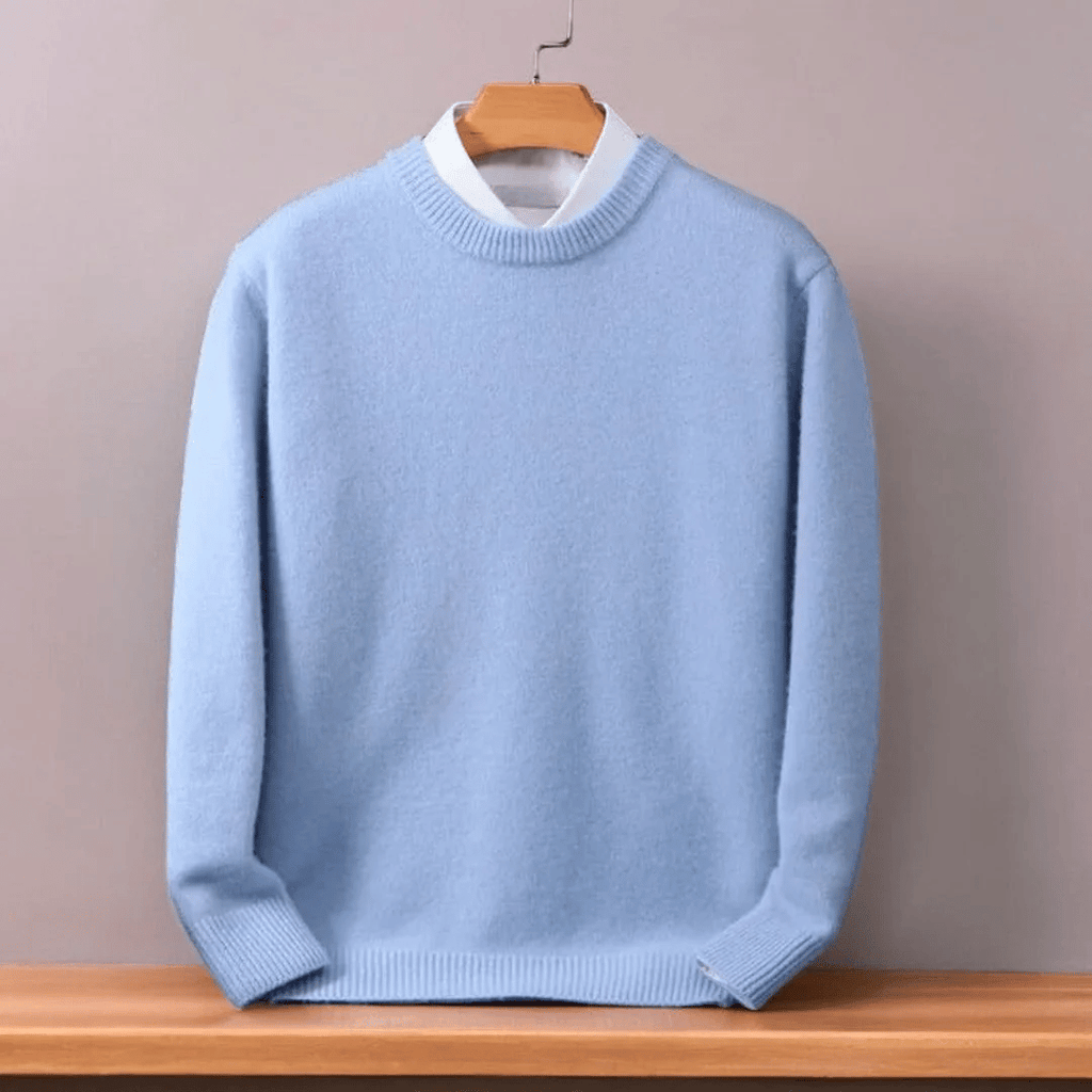 Men's oversized plain crew-neck sweater with ribbed trims
