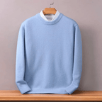Men's oversized plain crew-neck sweater with ribbed trims