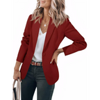 Women's casual blazer with notched lapels and long sleeves