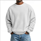 Men's relaxed textured crew neck sweatshirt with long sleeves and ribbed trims