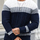 Men's long-sleeve colour-block cable knit sweater with crew neck