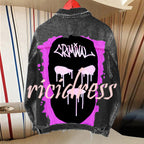 Unisex denim jacket with large Halloween graphic back print