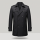 Men's double-breasted trench coat with long sleeves and removable lining