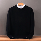 Men's oversized plain crew-neck sweater with ribbed trims