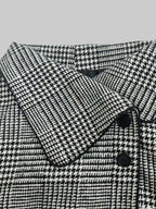 Men's brown houndstooth jacket with stand collar and asymmetric button front
