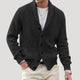 Men's ribbed button-front cardigan with shawl collar and pockets