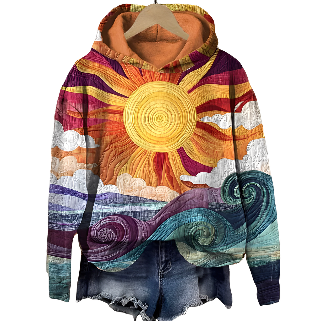 Women's multicolor artistic print hoodie with hood