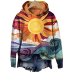 Women's multicolor artistic print hoodie with hood
