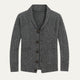 Men's textured knit cardigan with shawl collar, buttons and front patch pockets