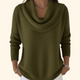 Women's cowl neck sweater with long sleeves and ribbed hem