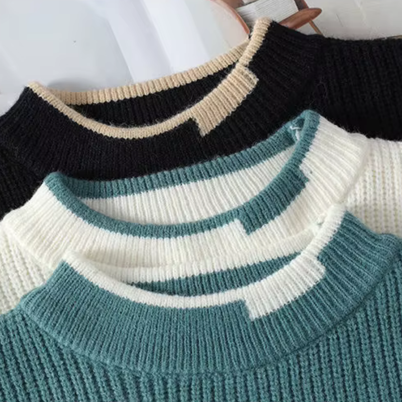 Cable knit crew neck sweater