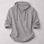 Women's printed hooded tunic top with curved hem