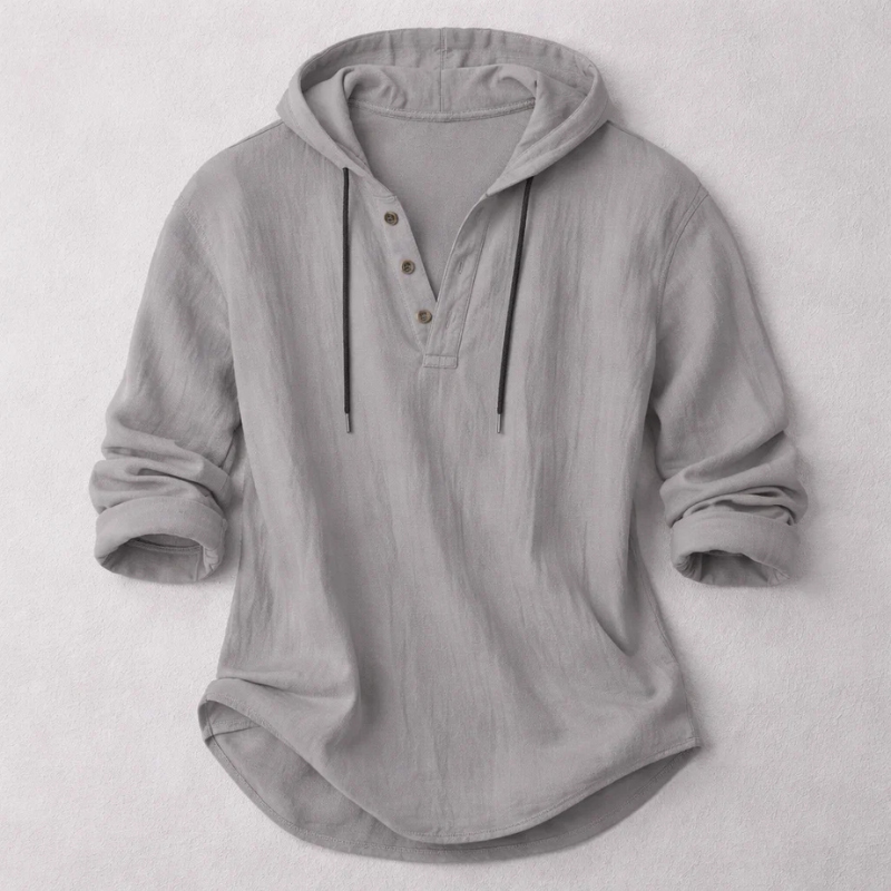 Women's printed hooded tunic top with curved hem