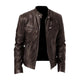 Men's zip front biker jacket with stand collar and zipped pockets