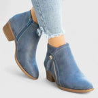 Women's ankle boots with side zipper and block heel