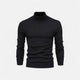 Men's half-zip knit sweater with raised turtleneck collar