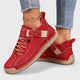 Women's lace-up casual sneakers with ankle strap, stitched panels and textured sole